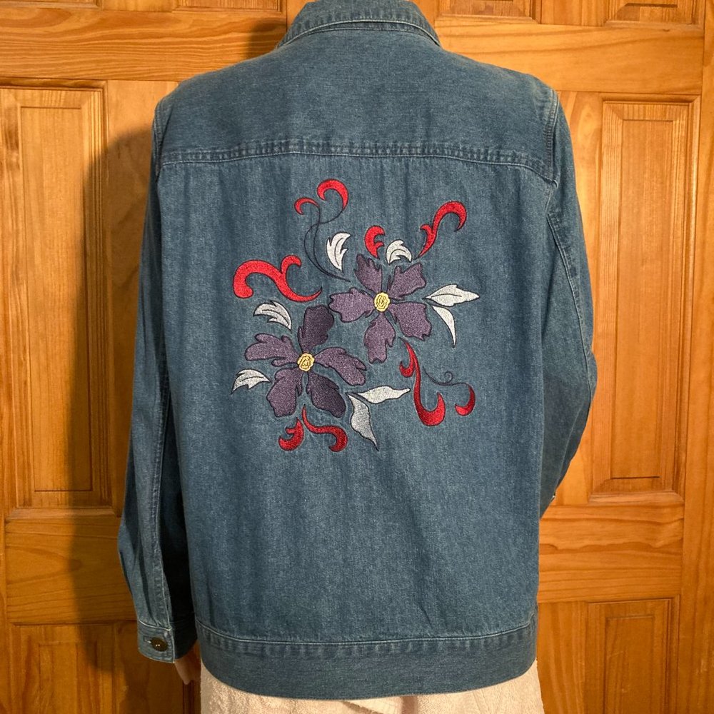 NWOT Breckenridge Vintage 90s Top Long Sleeve Blouse Denim Blue Size L Large